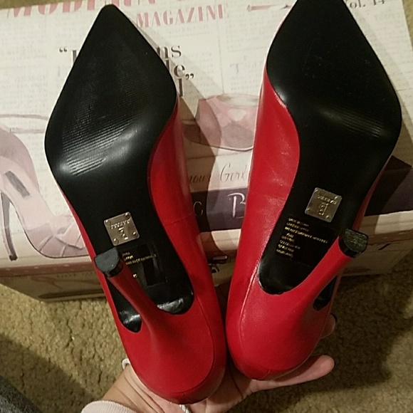 Bakers red leather pointed heels 7.5 - Picture 4 of 7